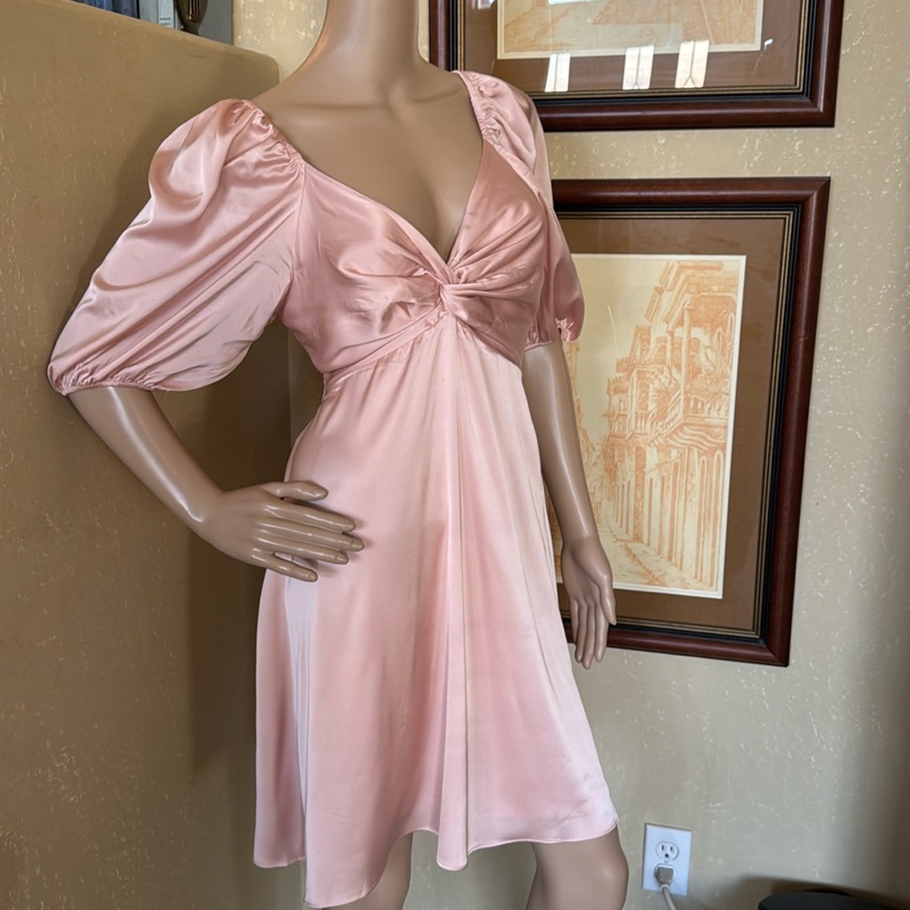 Satin Tie Back Retro 70’s Dress sz M NWT
